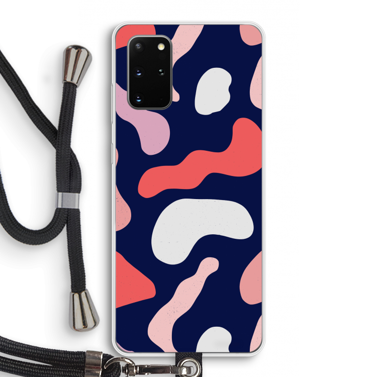 Memphis Shapes Pink: Samsung Galaxy S20 Plus Transparant Hoesje met koord