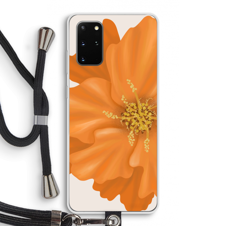 Orange Ellila flower: Samsung Galaxy S20 Plus Transparant Hoesje met koord