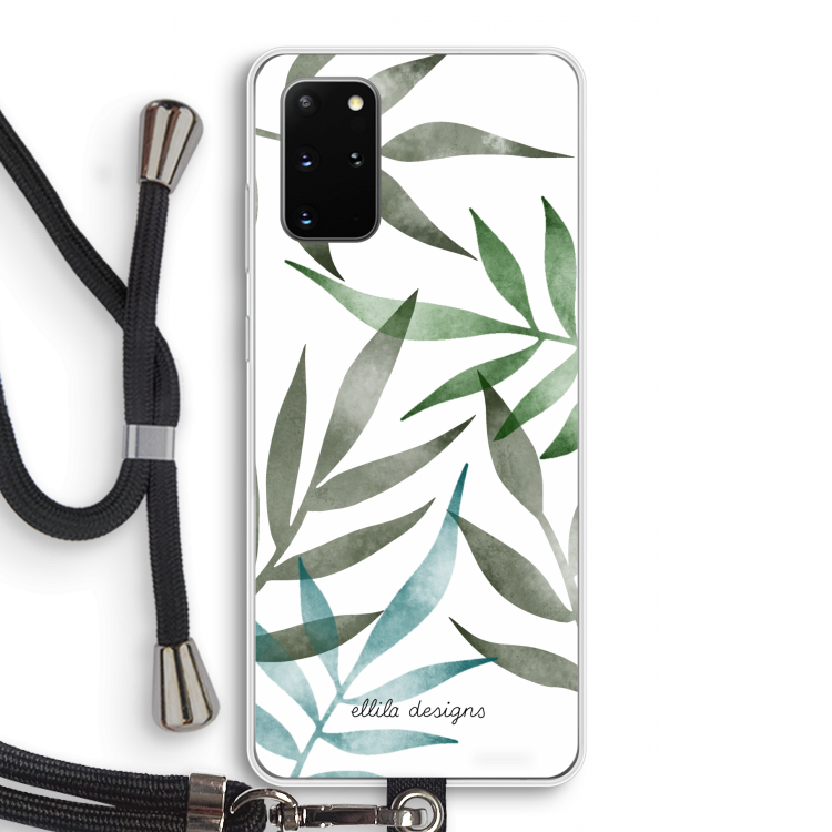 Tropical watercolor leaves: Samsung Galaxy S20 Plus Transparant Hoesje met koord