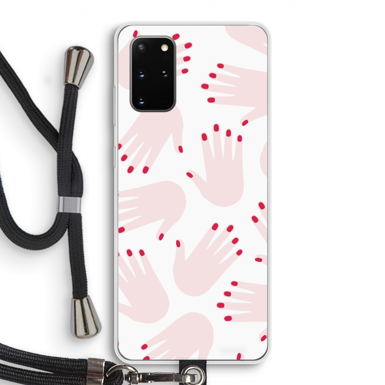 Hands pink: Samsung Galaxy S20 Plus Transparant Hoesje met koord