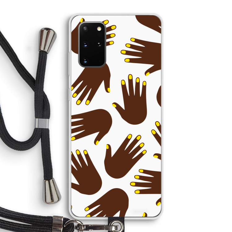 Hands dark: Samsung Galaxy S20 Plus Transparant Hoesje met koord