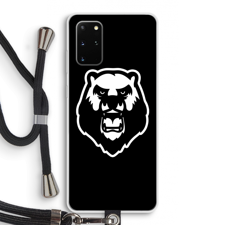 Angry Bear (black): Samsung Galaxy S20 Plus Transparant Hoesje met koord