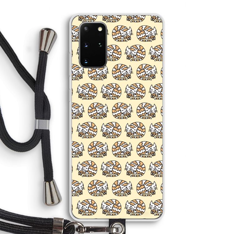 Slapende poes: Samsung Galaxy S20 Plus Transparant Hoesje met koord