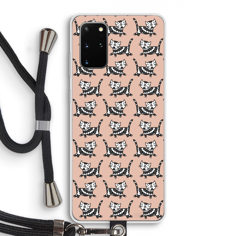 Zwarte poes: Samsung Galaxy S20 Plus Transparant Hoesje met koord
