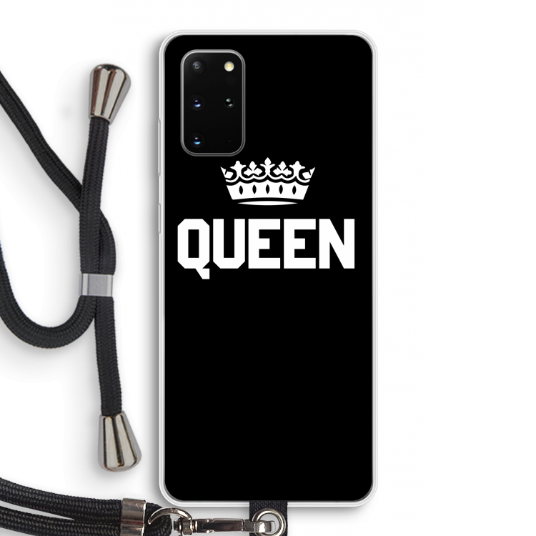 Queen zwart: Samsung Galaxy S20 Plus Transparant Hoesje met koord