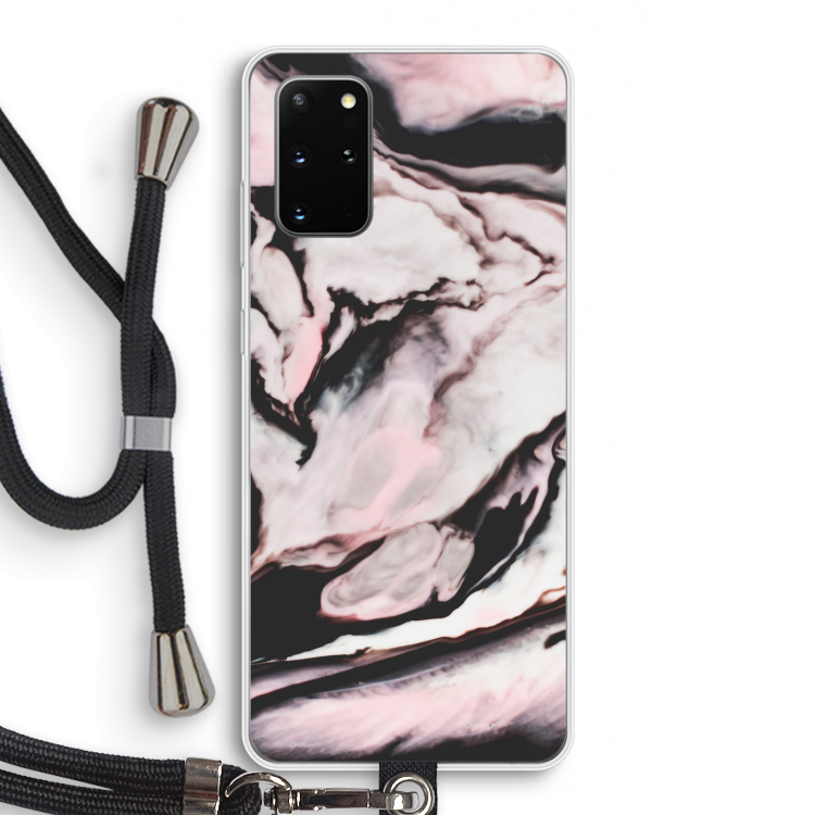 Roze stroom: Samsung Galaxy S20 Plus Transparant Hoesje met koord