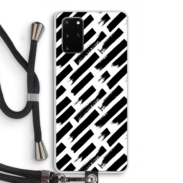Zwarte vegen: Samsung Galaxy S20 Plus Transparant Hoesje met koord