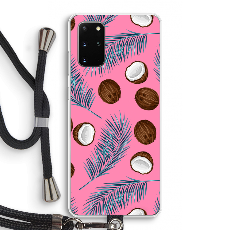 Kokosnoot roze: Samsung Galaxy S20 Plus Transparant Hoesje met koord