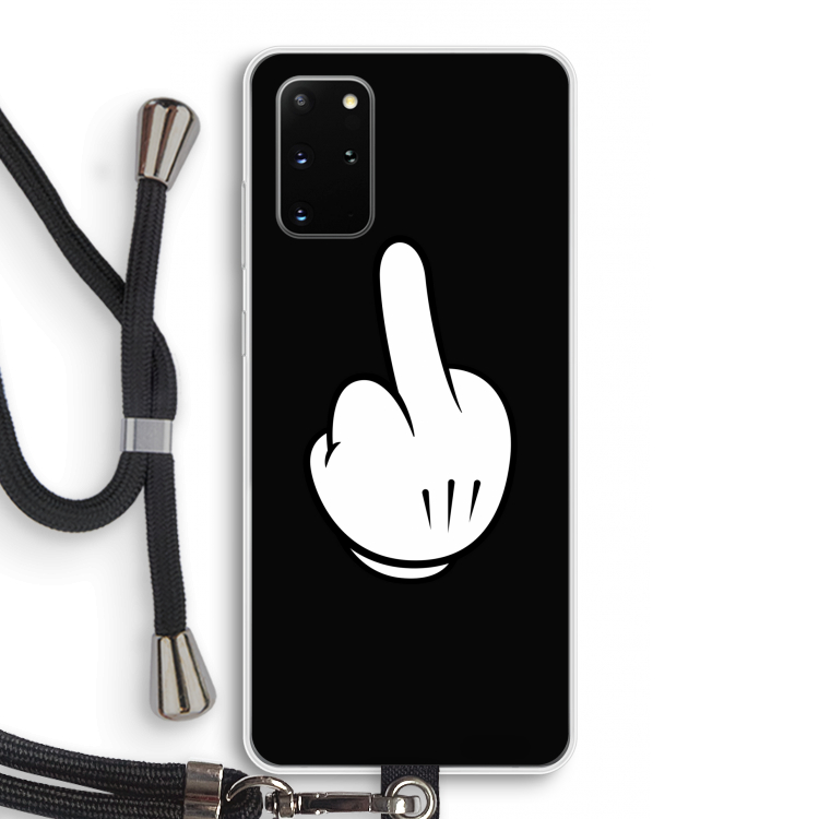 Middle finger black: Samsung Galaxy S20 Plus Transparant Hoesje met koord