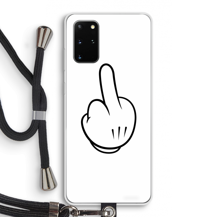 Middle finger white: Samsung Galaxy S20 Plus Transparant Hoesje met koord