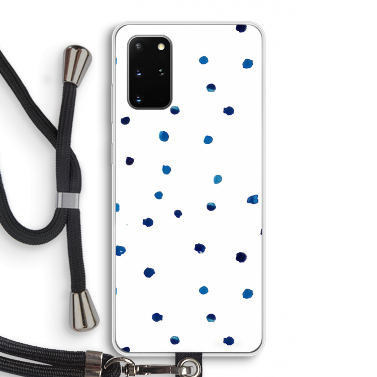 Blauwe stippen: Samsung Galaxy S20 Plus Transparant Hoesje met koord