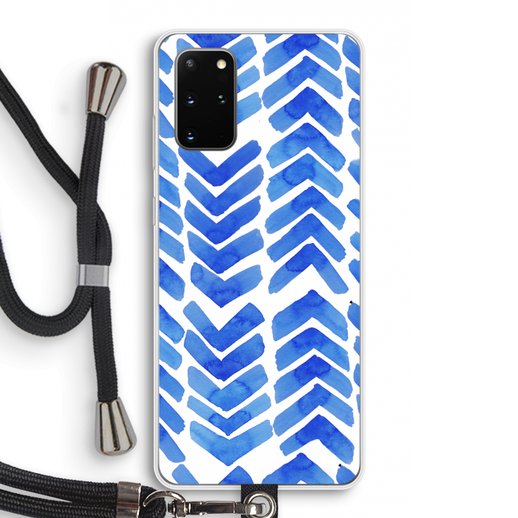 Blauwe pijlen: Samsung Galaxy S20 Plus Transparant Hoesje met koord