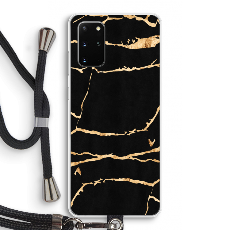 Gouden marmer: Samsung Galaxy S20 Plus Transparant Hoesje met koord