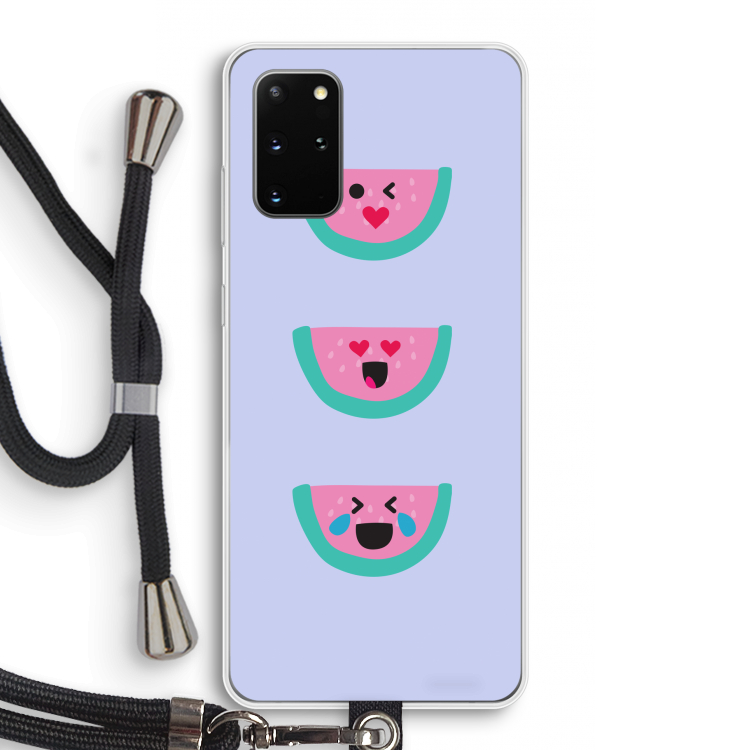 Smiley watermeloen: Samsung Galaxy S20 Plus Transparant Hoesje met koord