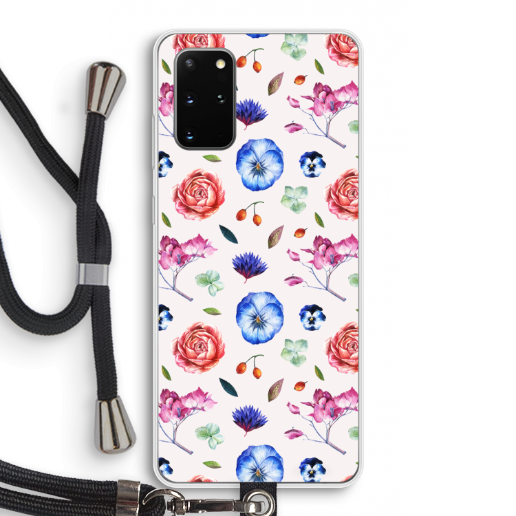 Bloemetjes: Samsung Galaxy S20 Plus Transparant Hoesje met koord