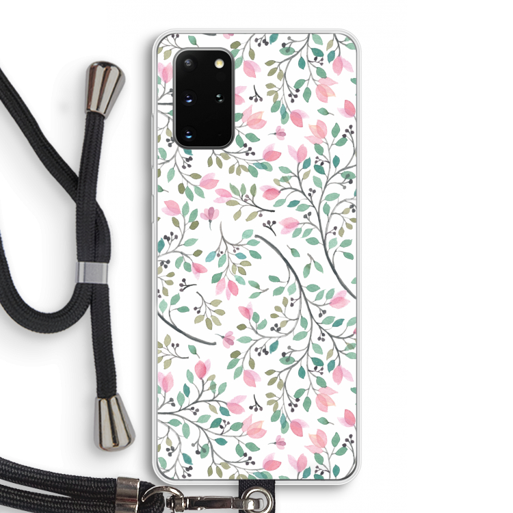 Sierlijke bloemen: Samsung Galaxy S20 Plus Transparant Hoesje met koord