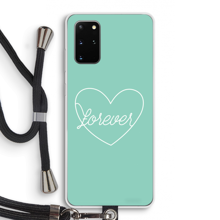 Forever heart pastel: Samsung Galaxy S20 Plus Transparant Hoesje met koord
