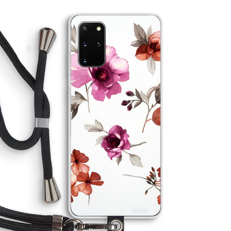 Geschilderde bloemen: Samsung Galaxy S20 Plus Transparant Hoesje met koord