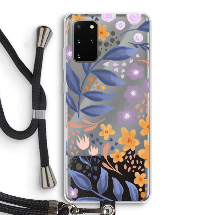 Flowers with blue leaves: Samsung Galaxy S20 Plus Transparant Hoesje met koord