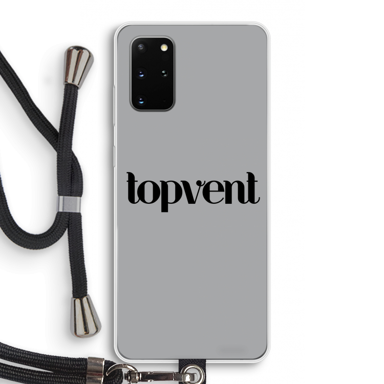 Topvent Grijs Zwart: Samsung Galaxy S20 Plus Transparant Hoesje met koord