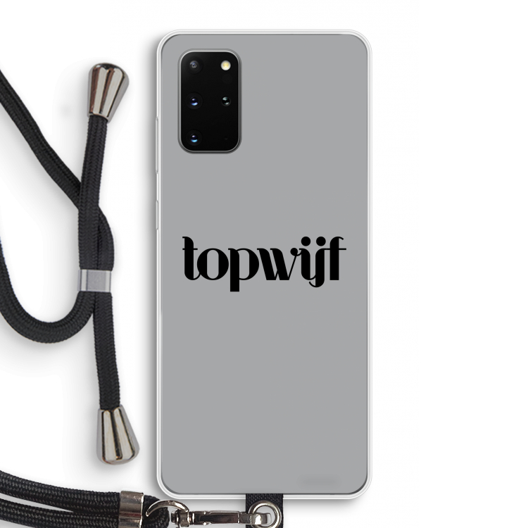 Topwijf Grijs Zwart: Samsung Galaxy S20 Plus Transparant Hoesje met koord