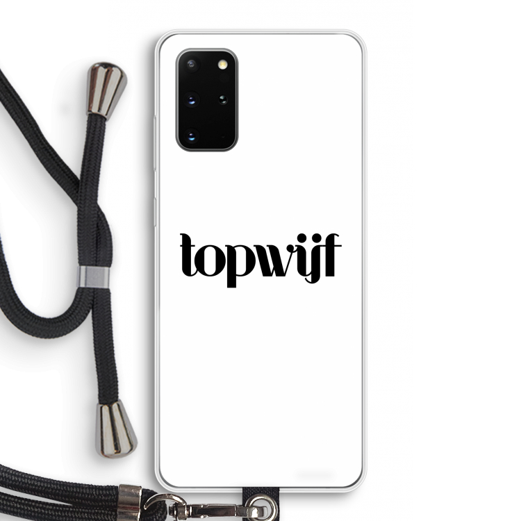 Topwijf Wit: Samsung Galaxy S20 Plus Transparant Hoesje met koord
