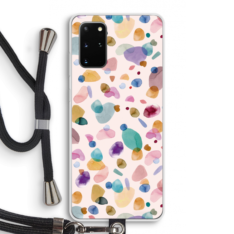 Terrazzo Memphis Pink: Samsung Galaxy S20 Plus Transparant Hoesje met koord
