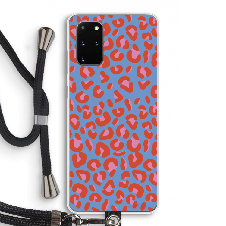 Leopard blue: Samsung Galaxy S20 Plus Transparant Hoesje met koord