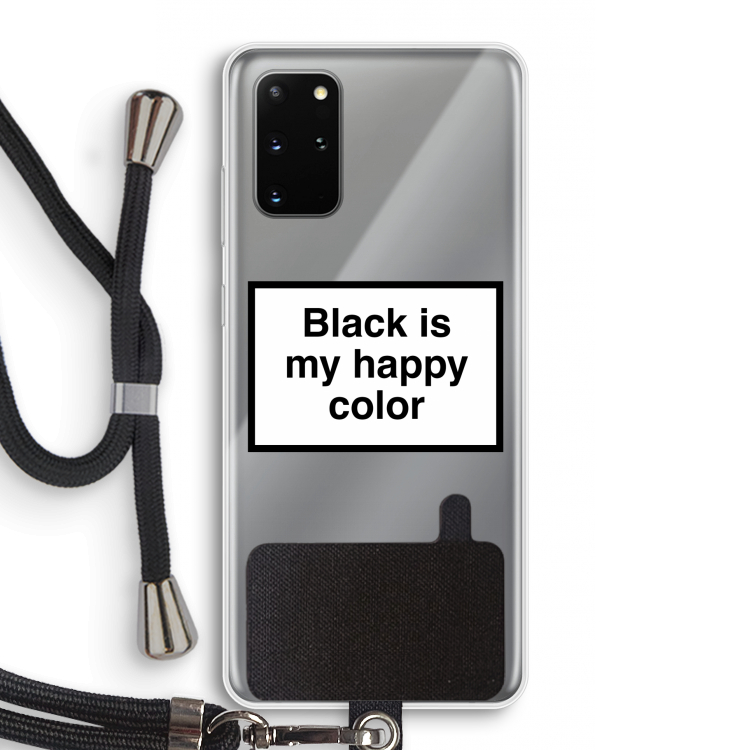 Black is my happy color: Samsung Galaxy S20 Plus Transparant Hoesje met koord