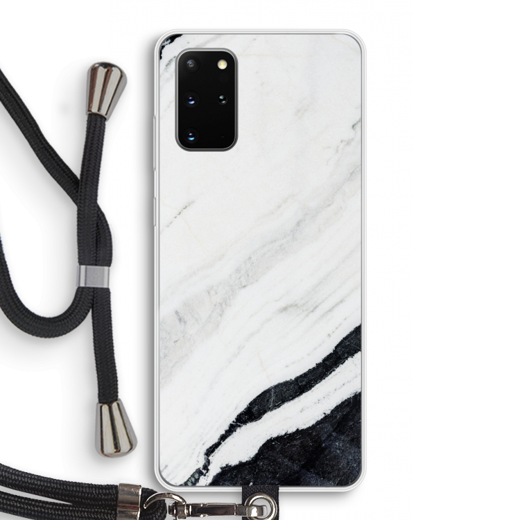 Elegante marmer: Samsung Galaxy S20 Plus Transparant Hoesje met koord