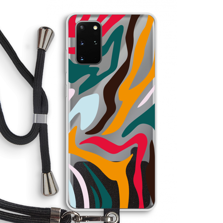 Colored Zebra: Samsung Galaxy S20 Plus Transparant Hoesje met koord