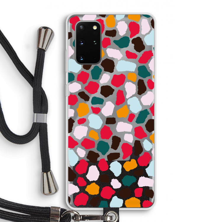 Colored Giraffe: Samsung Galaxy S20 Plus Transparant Hoesje met koord