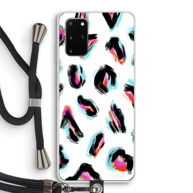 Cheetah color: Samsung Galaxy S20 Plus Transparant Hoesje met koord