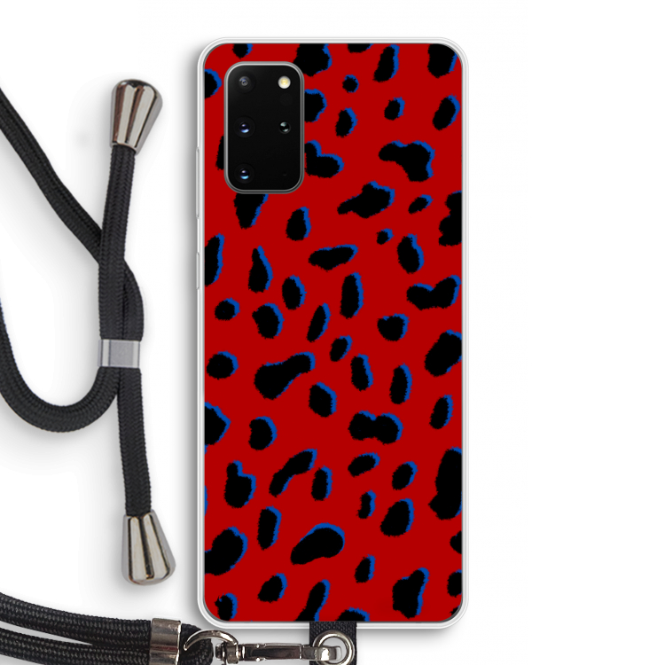 Red Leopard: Samsung Galaxy S20 Plus Transparant Hoesje met koord