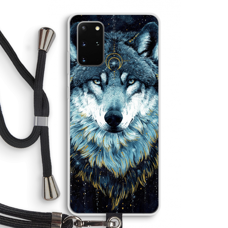 Darkness Wolf: Samsung Galaxy S20 Plus Transparant Hoesje met koord