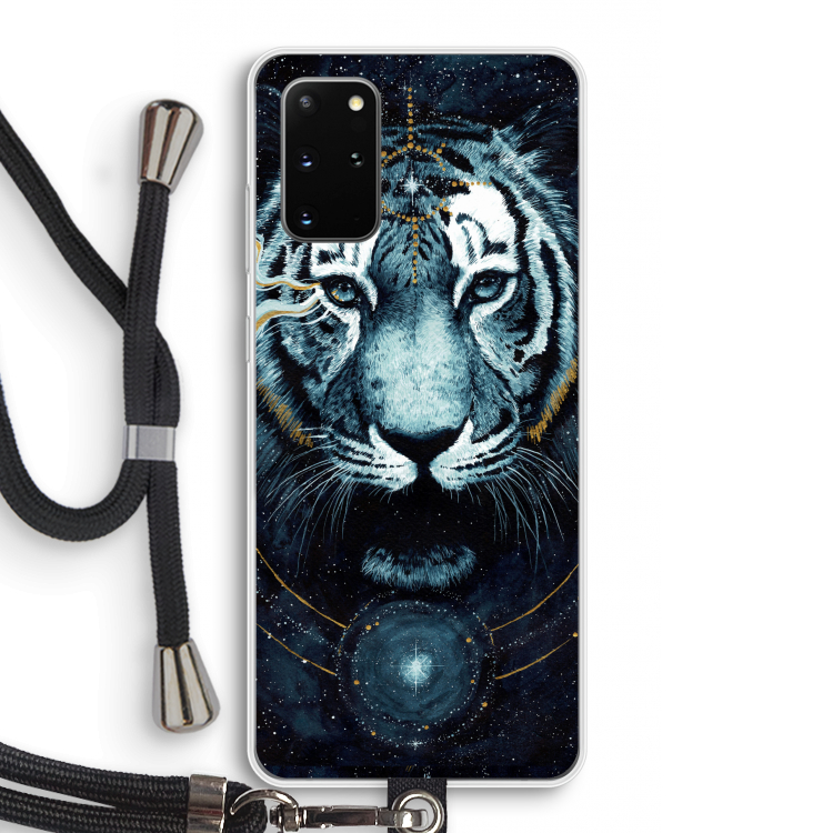 Darkness Tiger: Samsung Galaxy S20 Plus Transparant Hoesje met koord