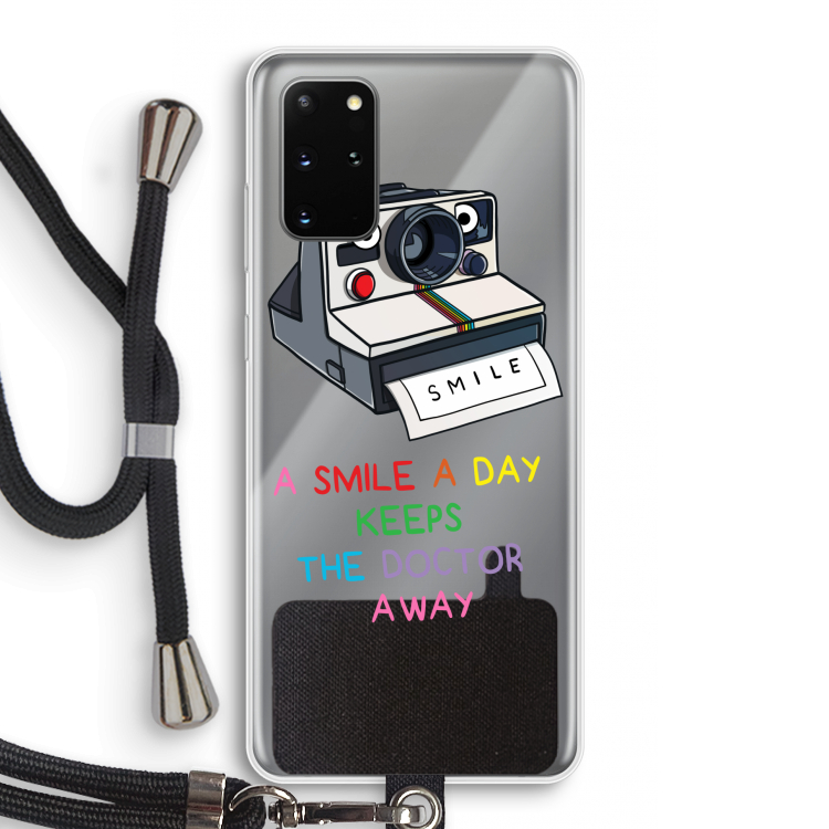 Smile: Samsung Galaxy S20 Plus Transparant Hoesje met koord