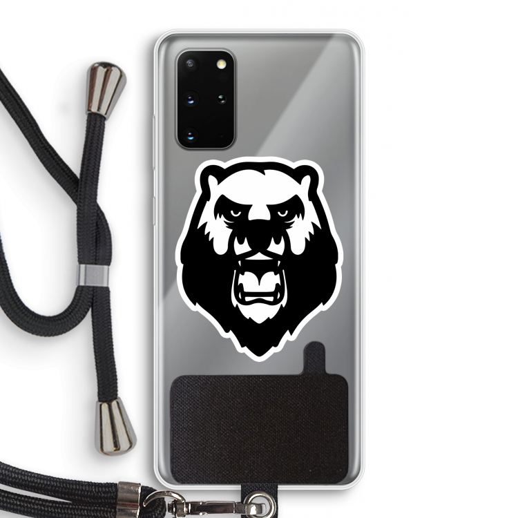 Angry Bear (white): Samsung Galaxy S20 Plus Transparant Hoesje met koord