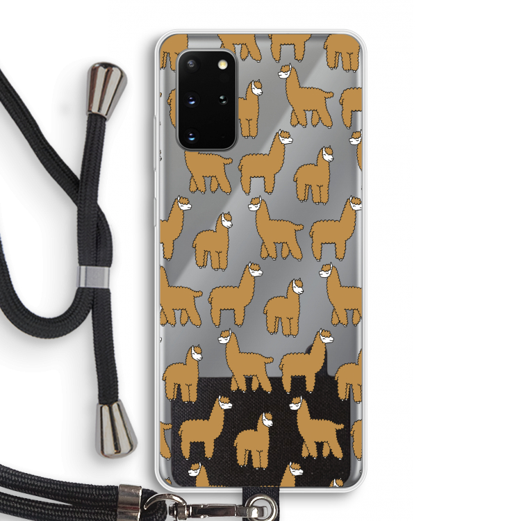 Alpacas: Samsung Galaxy S20 Plus Transparant Hoesje met koord