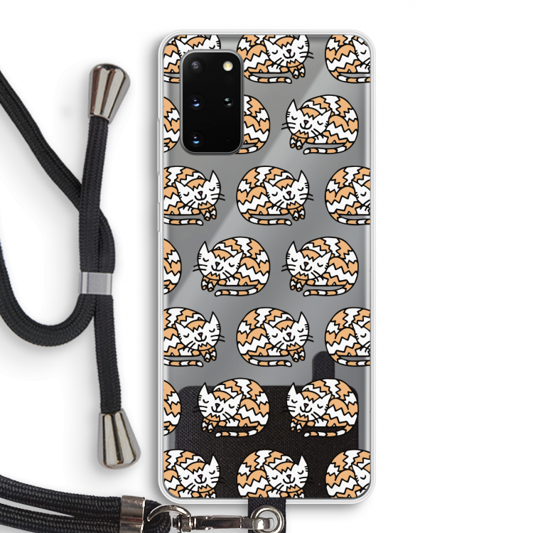 Slapende poes: Samsung Galaxy S20 Plus Transparant Hoesje met koord