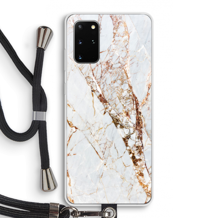 Goud marmer: Samsung Galaxy S20 Plus Transparant Hoesje met koord