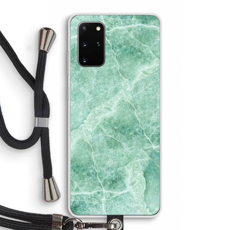 Groen marmer: Samsung Galaxy S20 Plus Transparant Hoesje met koord
