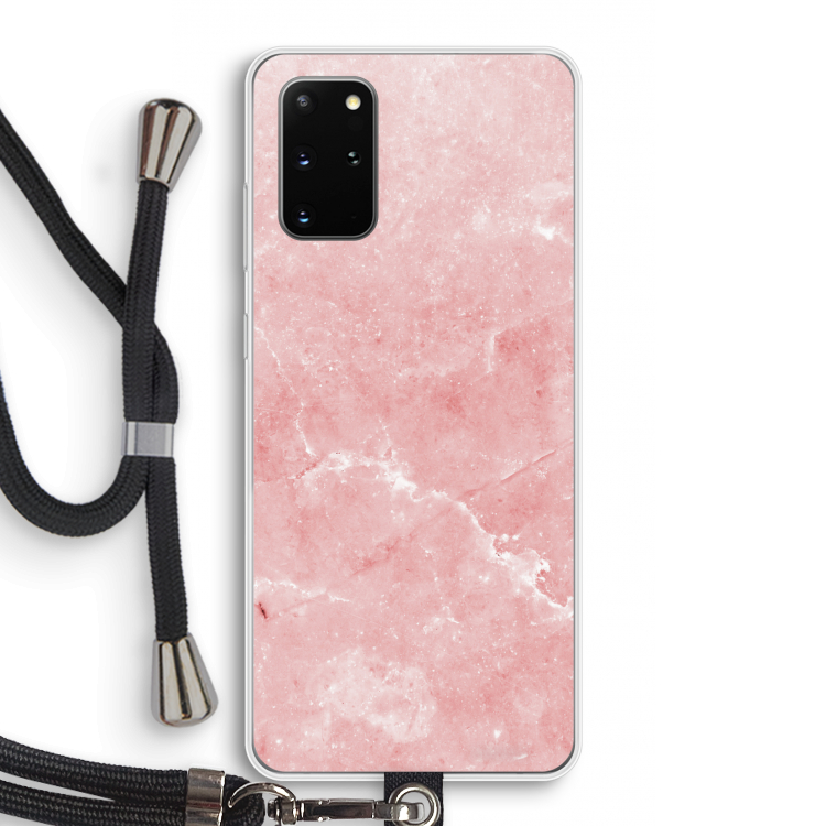 Roze marmer: Samsung Galaxy S20 Plus Transparant Hoesje met koord