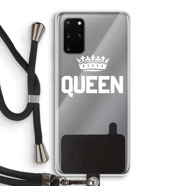 Queen zwart: Samsung Galaxy S20 Plus Transparant Hoesje met koord