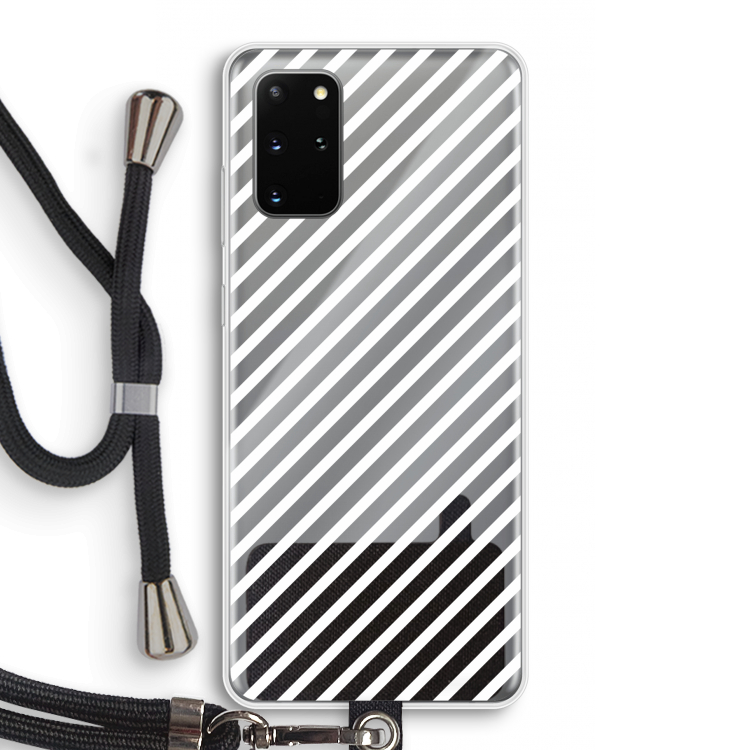 Strepen zwart-wit: Samsung Galaxy S20 Plus Transparant Hoesje met koord