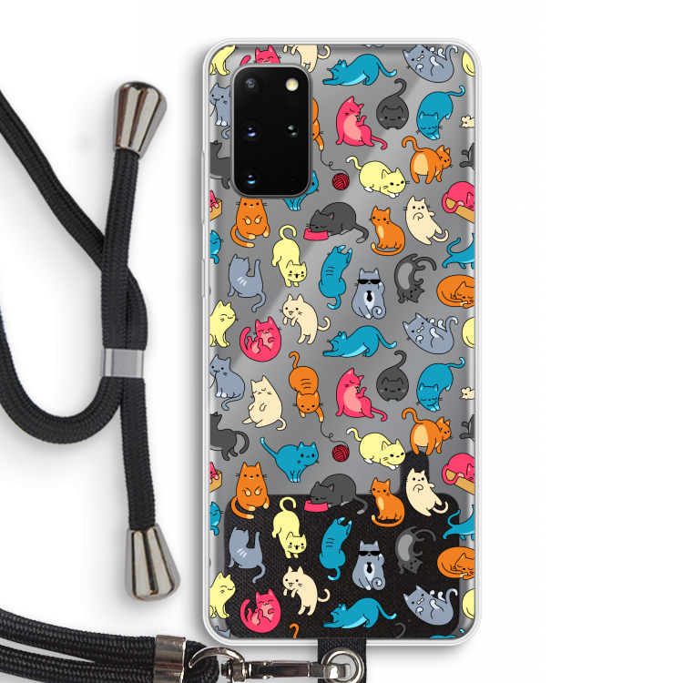 Kleurrijke katten: Samsung Galaxy S20 Plus Transparant Hoesje met koord