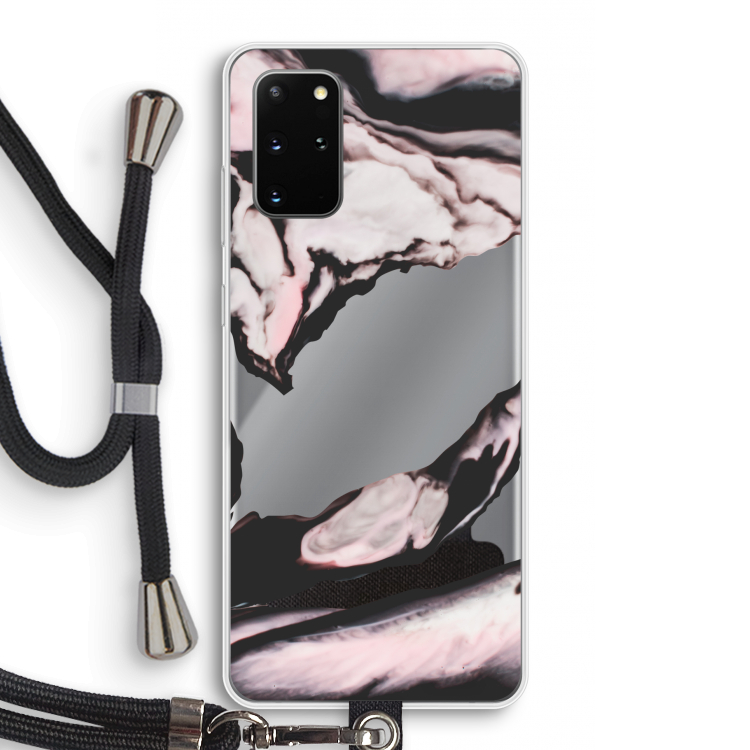 Roze stroom: Samsung Galaxy S20 Plus Transparant Hoesje met koord