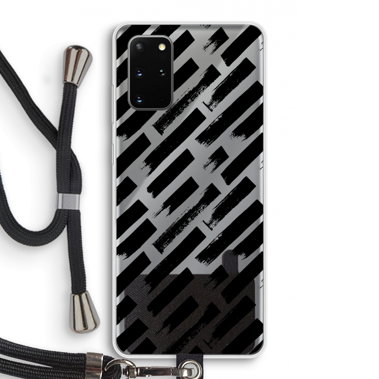 Zwarte vegen: Samsung Galaxy S20 Plus Transparant Hoesje met koord