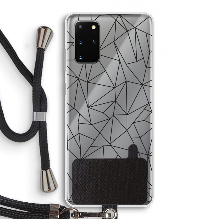 Geometrische lijnen zwart: Samsung Galaxy S20 Plus Transparant Hoesje met koord