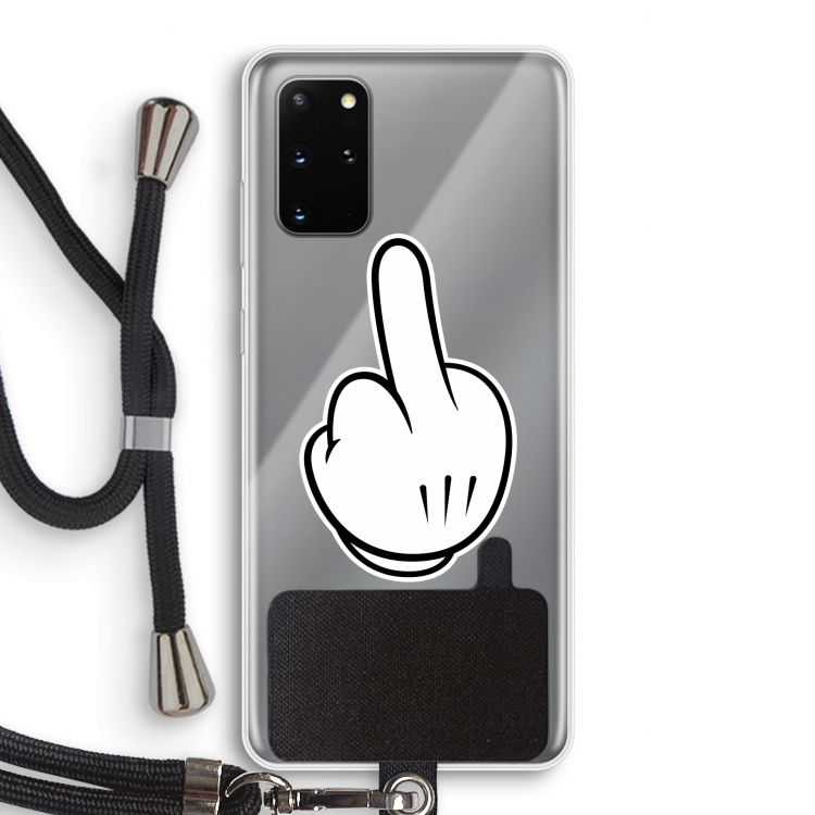 Middle finger white: Samsung Galaxy S20 Plus Transparant Hoesje met koord